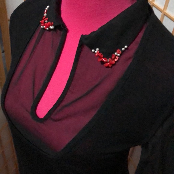 Georgina Brandolini cashmere sheer sleeve top S/M - Picture 3 of 8